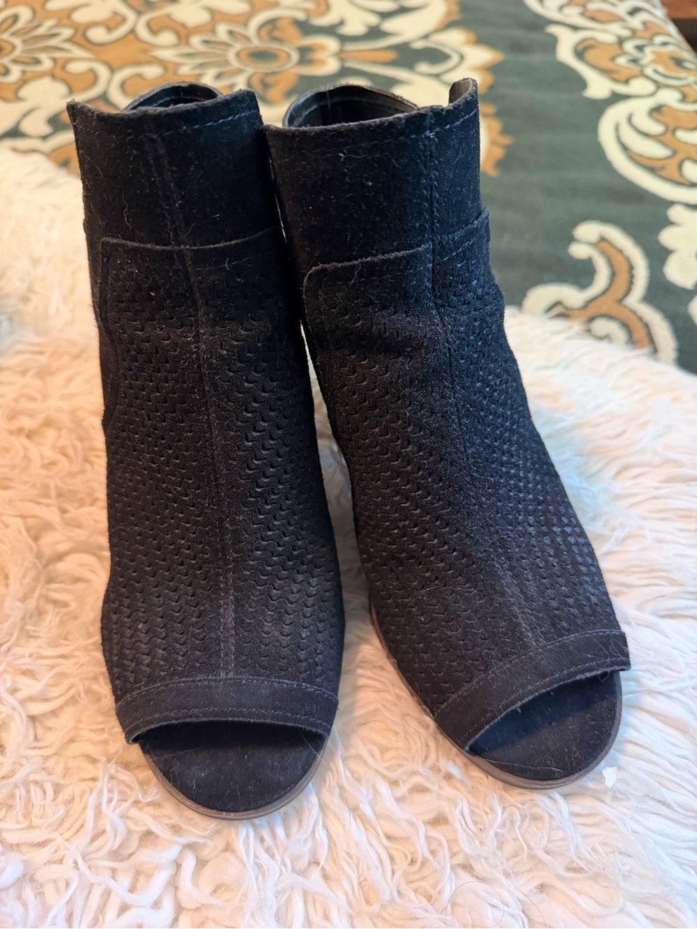 Essex Lane Black Open-Toe Ankle Booties